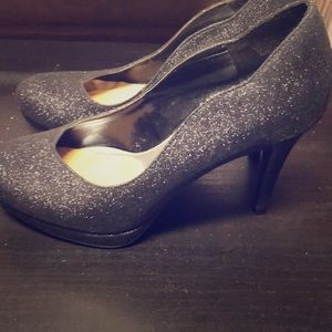 Black glittered high heels